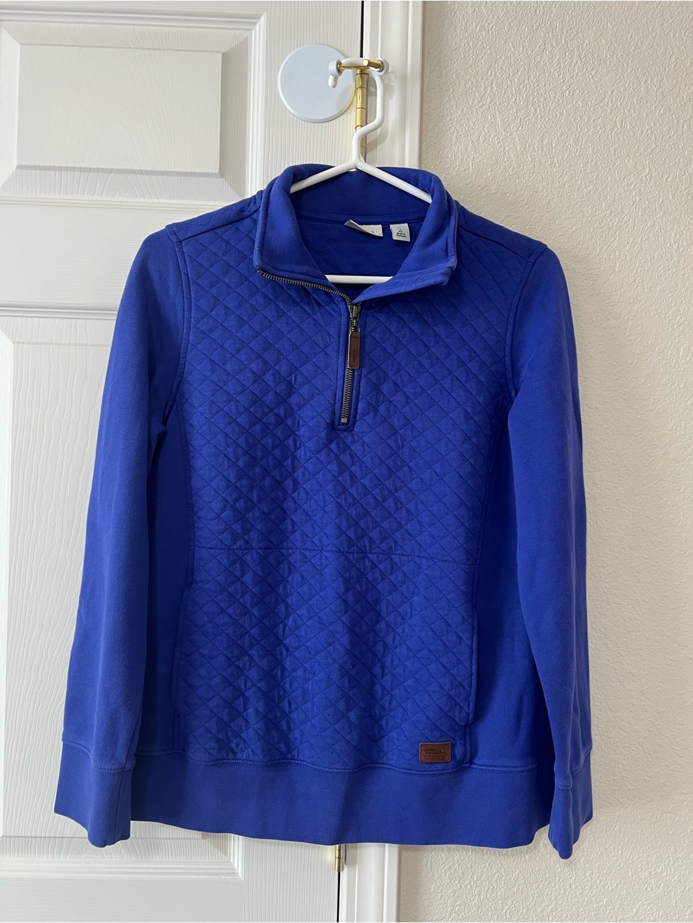 L.L.Bean Quilted Quarter Zip Pullover Sweatshirt Blue Small 502745